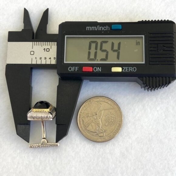 Judith Ripka Sterling Silver 925 18K Yellow Gold Faceted Black Onyx Cuff Links - Picture 15 of 16